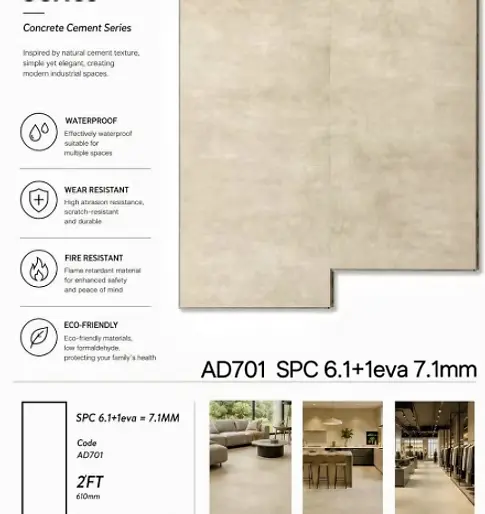 Concrete Cement SPC FLOOR 7.1MM 2