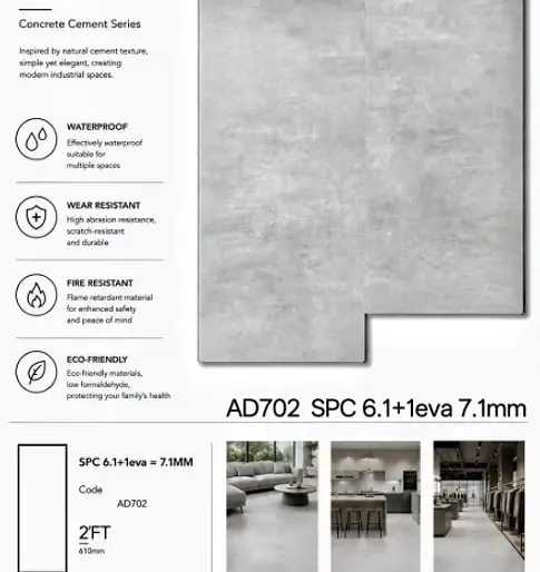 Concrete Cement SPC FLOOR 7.1MM 4