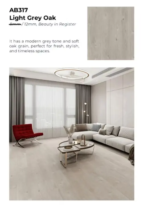 AB317-BIR LIGHT GREY OAK, 12MM, AESTHETIC COLLECTION AC4 1
