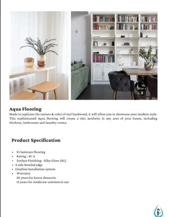 Robina Aqua Flooring Waterproof Flooring 8mm AC4 3
